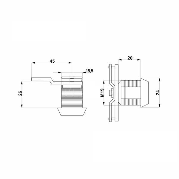 ZAMEK EUROLOCK B671 017 z krzywką 3pkt 26mm