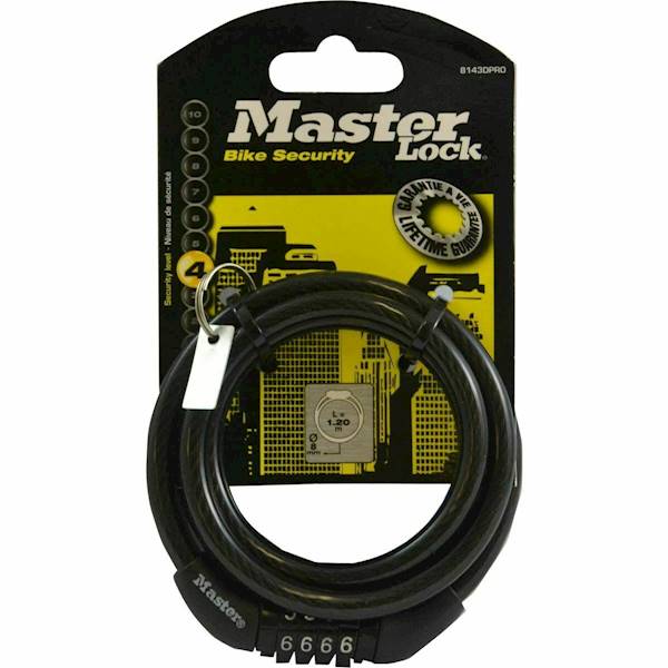 Kłódka rowerowa MASTER LOCK 120cm x8mm stały SZYFR