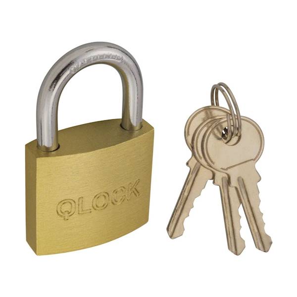 Kłódka AB kolorowa patent. ZŁOTA QLOCK KZM karta 30mm