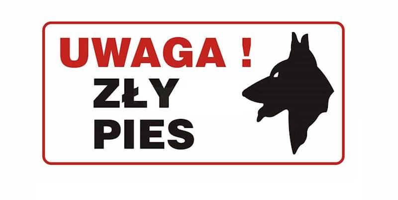 Tablica 12x24 oznaczenie UWAGA ZŁY PIES