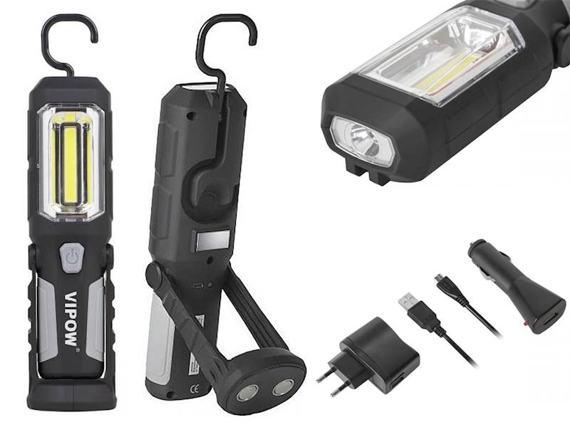 Lampa warsztatowa AKU Li-Ion COB 12V/230V 3xmagnes Rebel