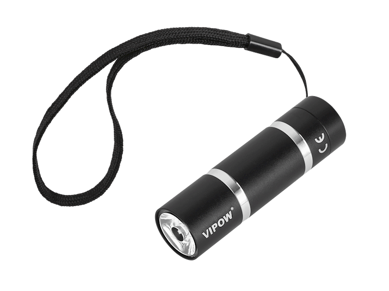 Latarka AAA x3 alu 1W czarna, pasek, blister VIPOW / Rebel