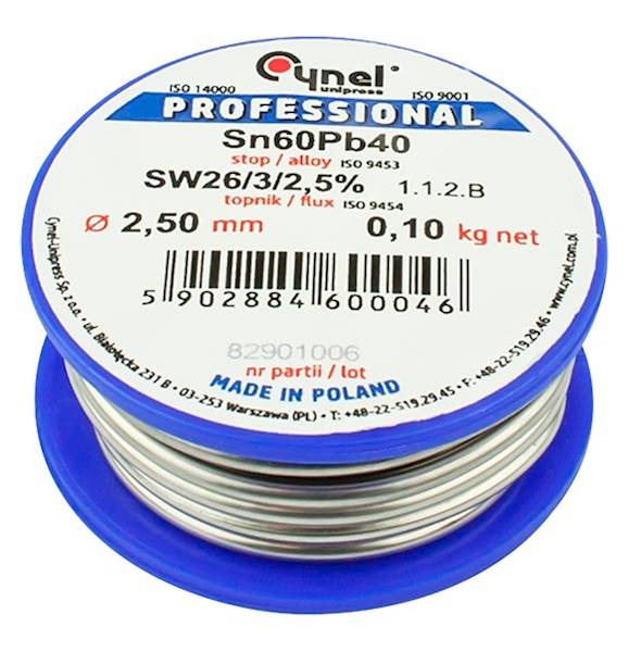 Cyna 2,50mm 100g rolka SN60PB40 CYNEL