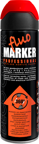 Lakier FLUOMARKER spray 500ml 360° CZERWONY