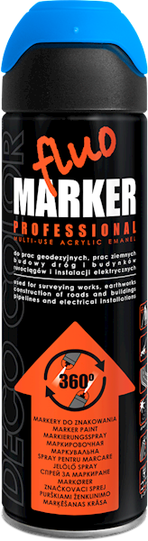 Lakier FLUOMARKER spray 500ml 360° NIEBIESKI