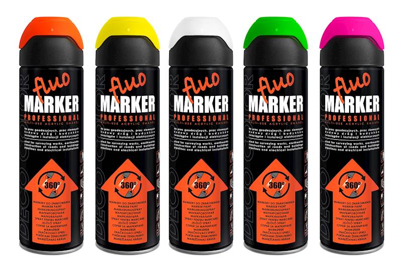 Lakier FLUOMARKER spray 500ml 360° POMARAŃCZOWY