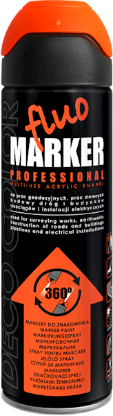 Lakier FLUOMARKER spray 500ml 360° POMARAŃCZOWY