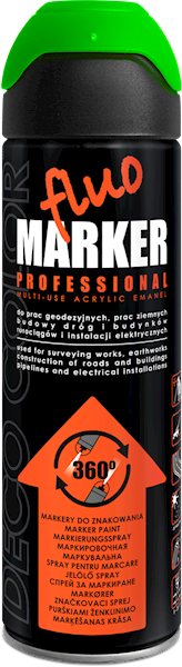 Lakier FLUOMARKER spray 500ml 360° ZIELONY
