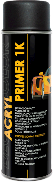 Lakier spray 500ml ACRYL PRIMER 1K 500ml podkład akrylowy CZARNY