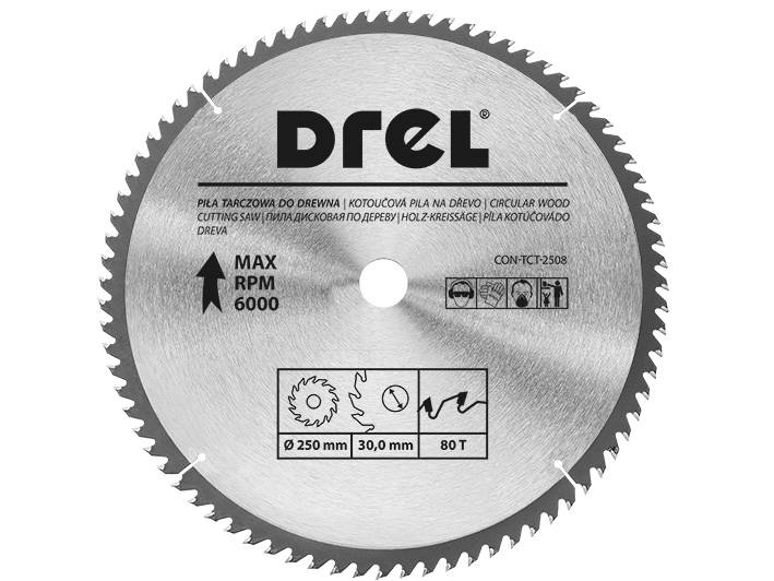 Piła tarczowa do drewna SPIEK 250 / 80z / 30mm Drel