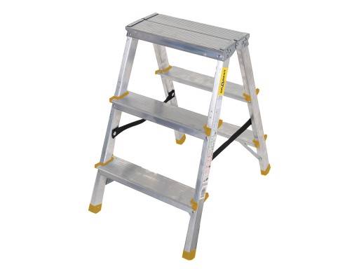 Drabina aluminiowa TABORET 2x3 obustronna 2 stopnie+podest