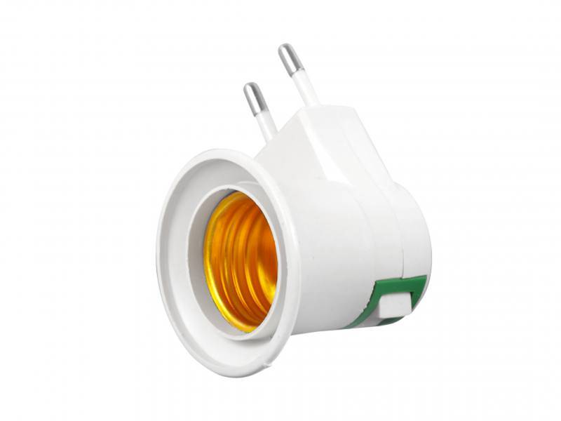 Adapter żarówki - wtyczka z wyłącznikiem i gniazdem E27