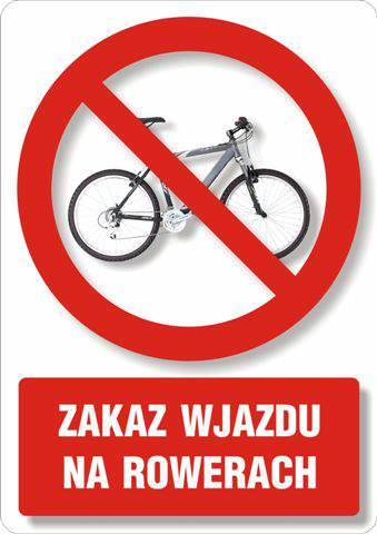Naklejka 14,8x21 oznaczenie ZAKAZ WJAZDU NA ROWERACH