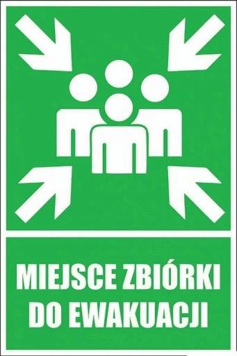 Oznaczenie 15x22,2 "Miejsce zbiórki do ewakuacji" fluo