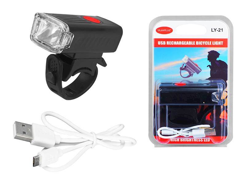 Lampa rowerowa PRZÓD aku micro USB 3 stopnie jasności LY-21