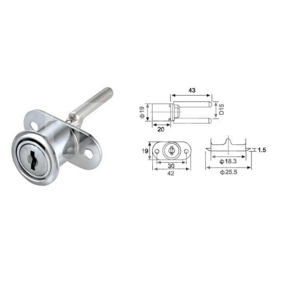Zamek meblowy model 288 bolcowy mimośr. centralny
