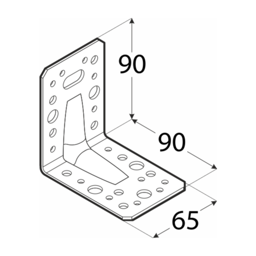Kątownik DMX lekki przetłocz. 90x90x65x2,0 KPL11
