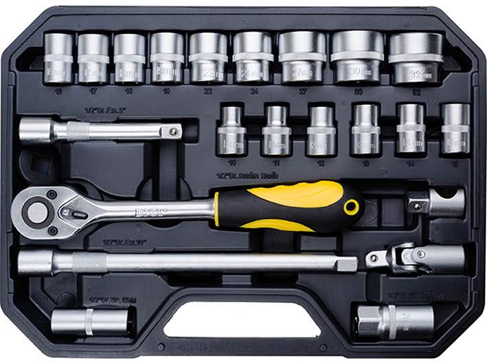 Klucze nasadowe 1/2" z grzechotką 10-32mm 23 szt