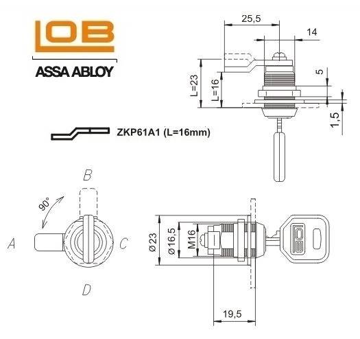 Zamek kasetowy ZKP61-A1 