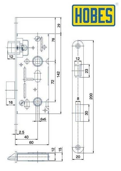Zamek HOBES wp 72/40 WC obrotowy