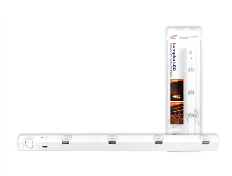 Lampka podszafkowa LEDx4 czujnik ruchu/zmierzchu AKU USB, magnes 