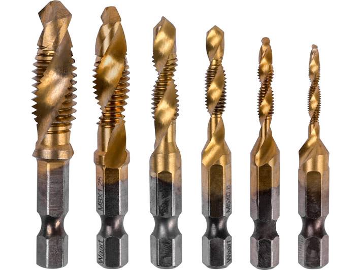 Wiertła do metalu gwintujące zestaw 6szt M3-M10, uchwyt HEX