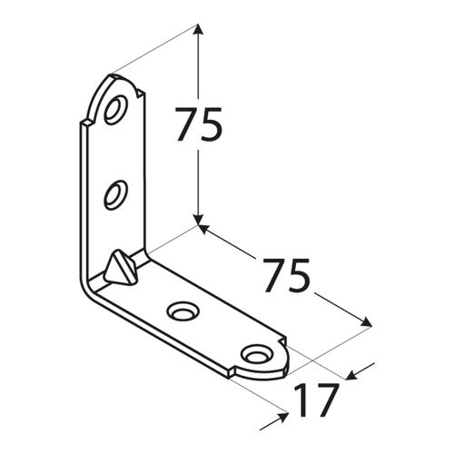 Kątownik DMX wąski 75x75x17x2.0mm żółty KW4
