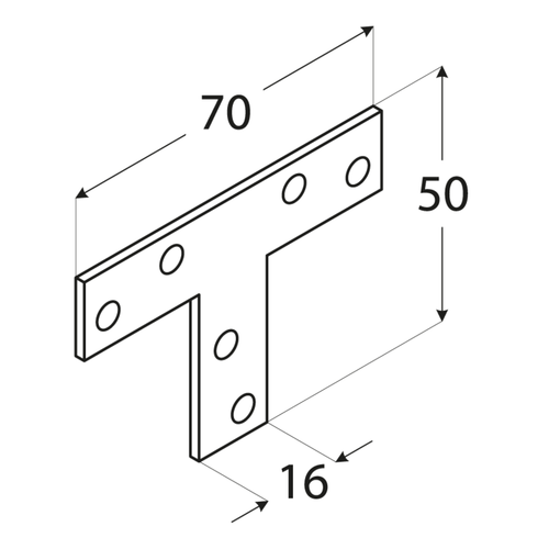 Łącznik DMX "T" 70x50x16x2.0mm żółty KT1