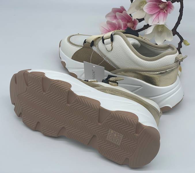 SNEAKERSY SPORTOWE BUTY DAMSKIE POTOCKI BIAŁY + BEŻOWY 12037 38