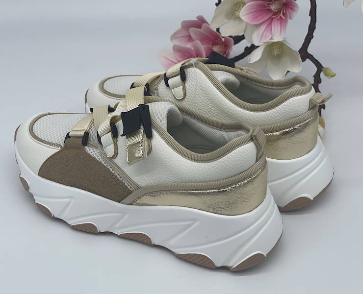 SNEAKERSY SPORTOWE BUTY DAMSKIE POTOCKI BIAŁY + BEŻOWY 12037 39