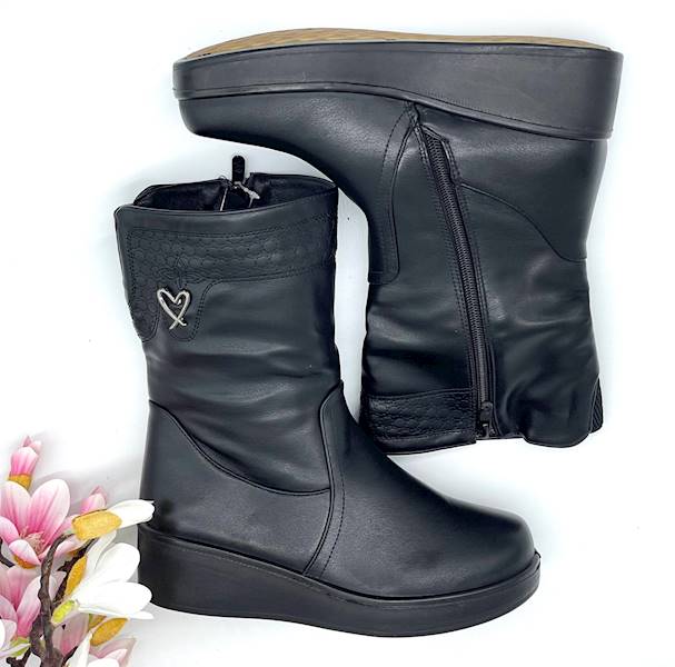 BOTKI DAMSKIE NA KOTURNIE DR JAN CZARNE M23-22 38