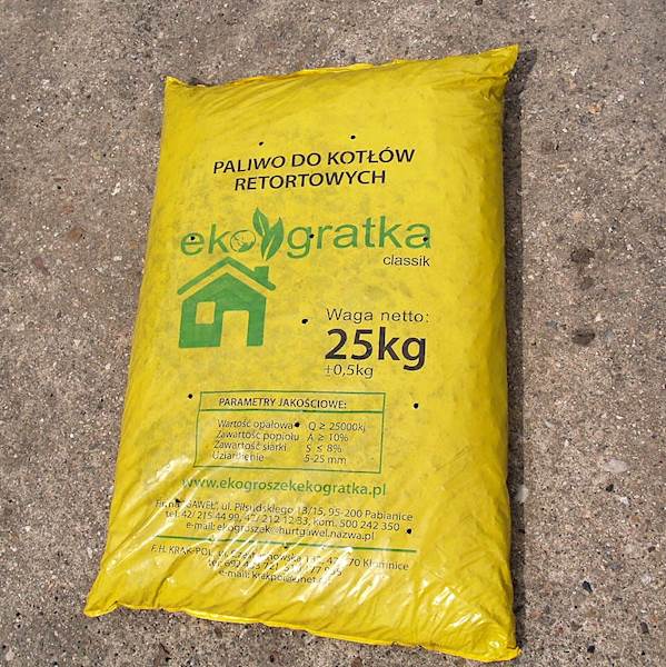 Ekogroszek EKOGRATKA 27 GJ/t w workach 25kg 1t