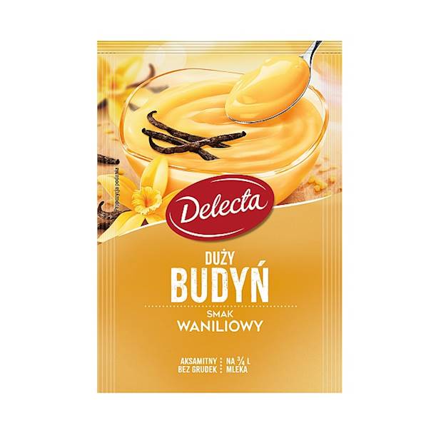 Bakalland budyń do gotowania na 3/4 l mleka Delecta Duży Budyń Smak Waniliowy 64g