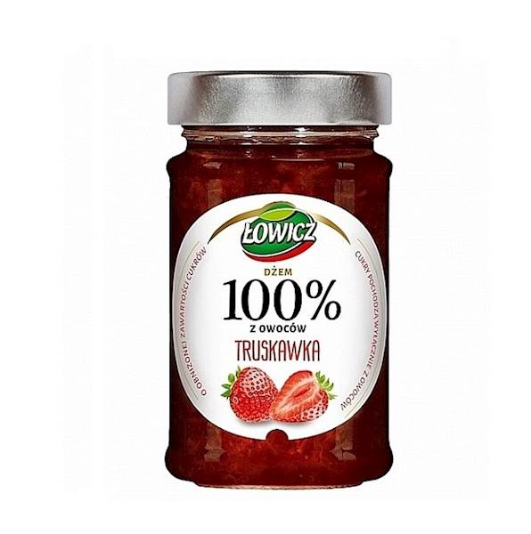 Maspex dżem niskosłodzony Łowicz 100% z Owoców Truskawka 210g