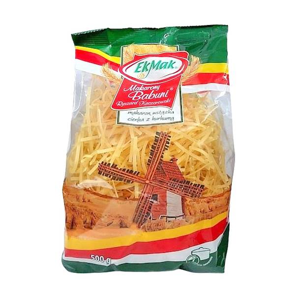 Makarony Babuni makaron pszenny EkMak Wstążka Cienka z Kurkumą 500g
