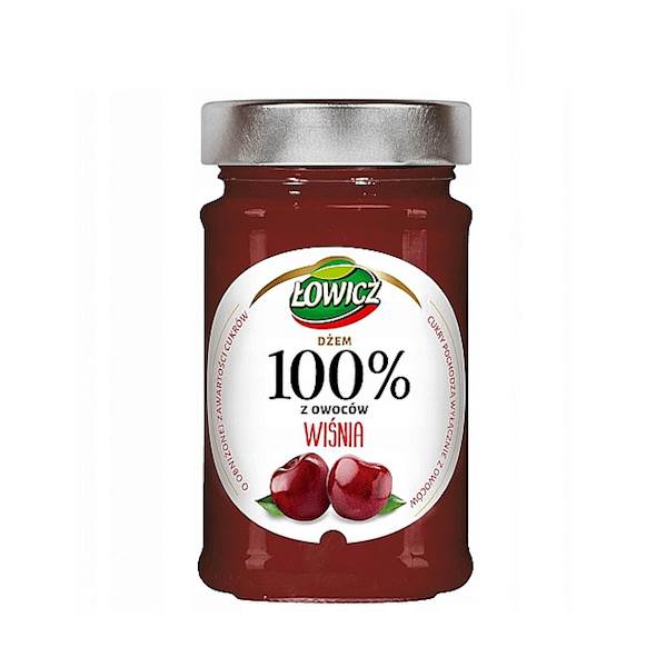 Maspex dżem niskosłodzony Łowicz 100% z Owoców Wiśnia 210g