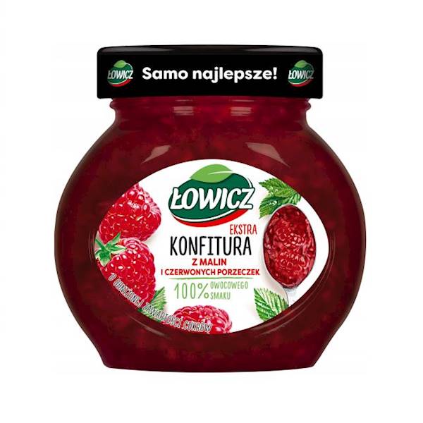 Maspex konfitura niskosłodzona Łowicz z malin i czerwonych porzeczek 240g