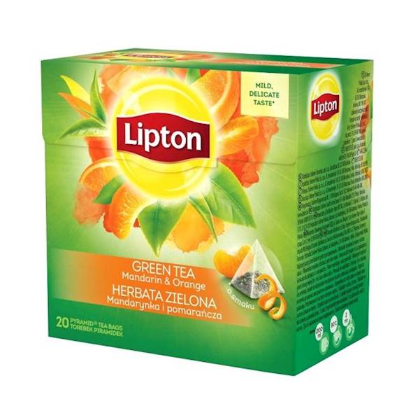 Lipton herbata ekspresowa Green Tea Mandarin & Orange piramidka 20tb