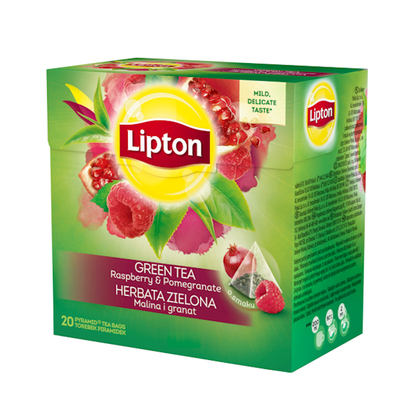Lipton herbata ekspresowa Green Tea Raspberry & Pomegranate piramidka 20tb