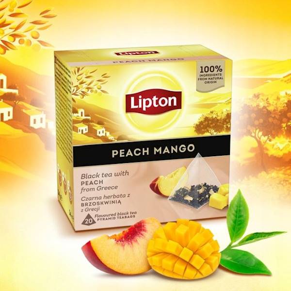 Lipton herbata ekspresowa Black Tea Peach & Mango piramidka 20tb