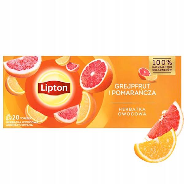 Lipton herbata ekspresowa owocowa Grejpfrut i Pomarańcza 20tb