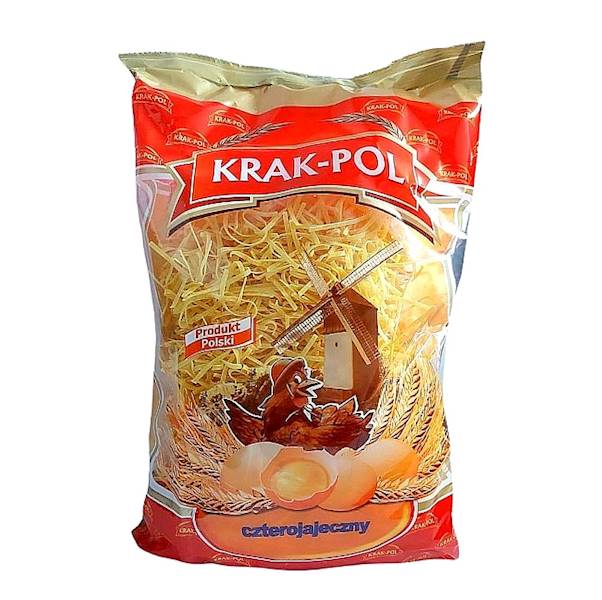 Krak-Pol makaron 4-jajeczny z kurkumą Wstążka Średnia 500g