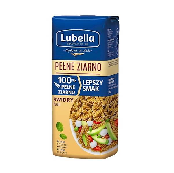 Maspex makaron pszenny pełnoziarnisty Lubella Pełne Ziarno Świdry / fusilli 400g