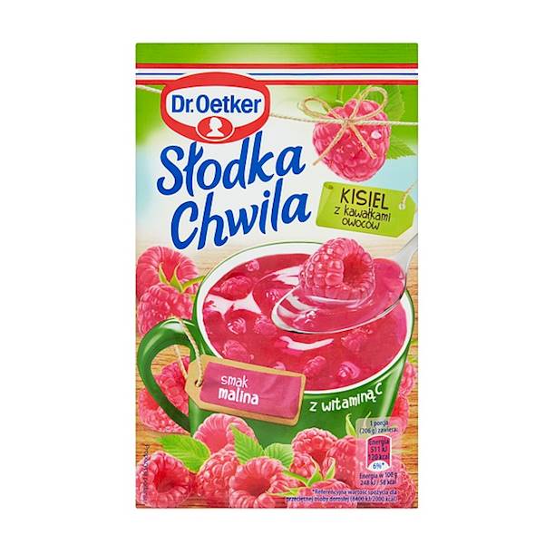 Dr.Oetker kisiel z kawałkami owoców Słodka Chwila Smak Malina 30g