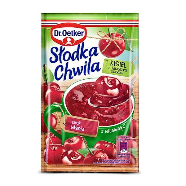 Dr.Oetker kisiel z kawałkami owoców Słodka Chwila Smak Wiśnia 30g