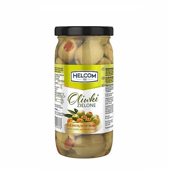 Greek Trade owoce marynowane Helcom Oliwki Zielone z pastą paprykową 240g