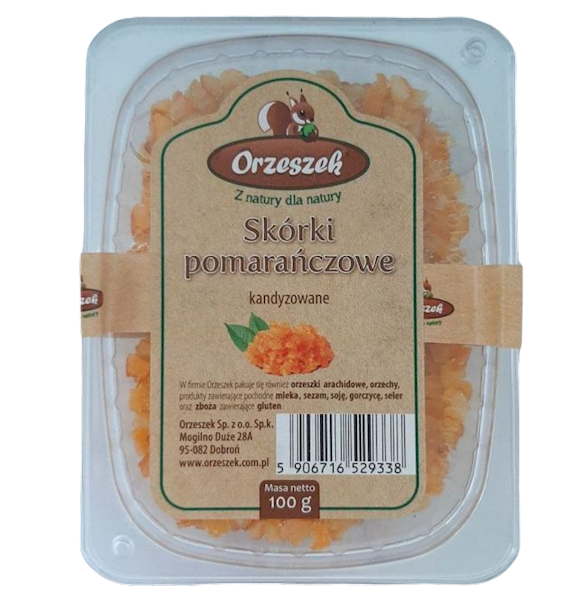 Orzeszek Skórki Pomarańczowe Kandyzowane 100g
