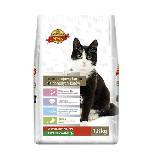Konshurt karma sucha dla kotów dorosłych MK Animals z wołowiną i warzywami 1,8kg