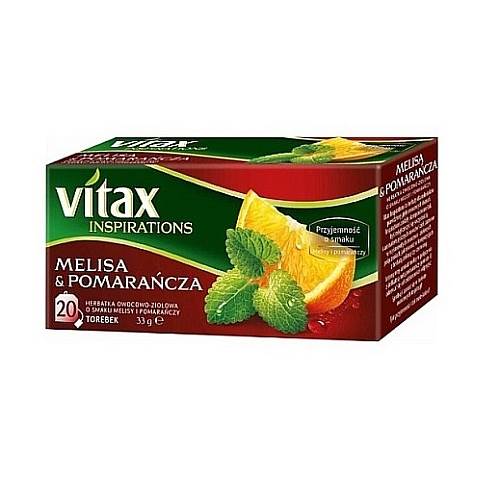 Tata Consumer Products herbata ekspresowa owocowo-ziołowa Vitax Inspirations Melisa & Pomarańcza 20tb