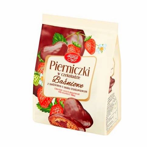 Skawa pierniczki w czekoladzie Baśniowe z nadzieniem o smaku truskawkowym 150g